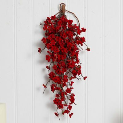 Image showing  28 in. Artificial Plum Blossom Teardrop Floral Hanging