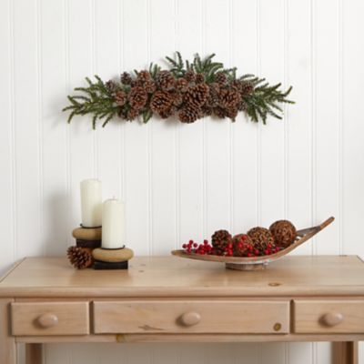 Image showing  28 in. Iced Pine Cone Swag