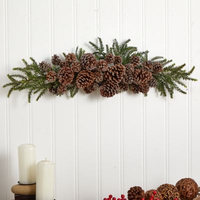 Image showing  28 in. Iced Pine Cone Swag