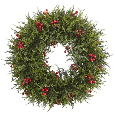 Nearly Natural 20 in. Cedar Berry Wreath