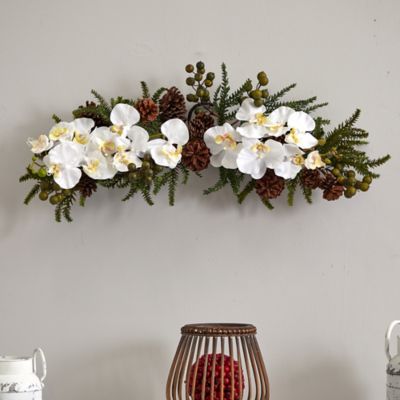 Image showing  30 in. Phalaenopsis Orchid and Pine Artificial Swag