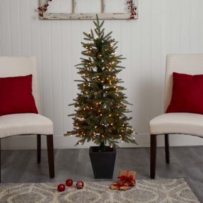 Image showing  4.5 ft. Faux Christmas Tree with Clear Lights in Decorative Planter