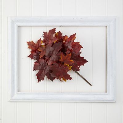 Image showing  18 in. Artificial Burgundy Autumn Maple Leaf Flowers, 2 pc.