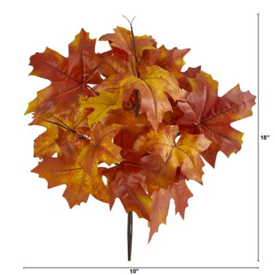 Image showing  18 in. Artificial Orange Autumn Maple Leaf Flowers, 2 pc.