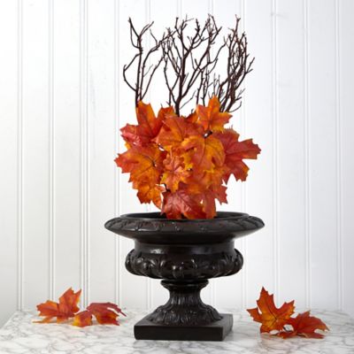 Image showing  18 in. Artificial Orange Autumn Maple Leaf Flowers, 2 pc.