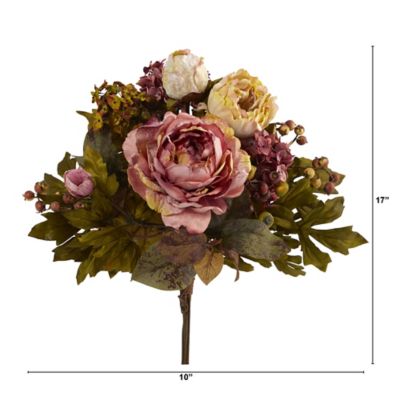 Image showing  17 in. Artificial Peony Flower Bouquets, 2 pc.