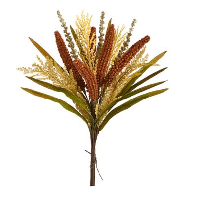 Nearly Natural 23 in. Sorghum Harvest Artificial Bush Flowers, 3-Pack