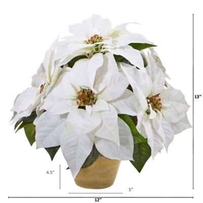 Image showing  13 in. Poinsettia Artificial Arrangement in Ceramic Vase