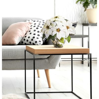 Image showing  14 in. Poinsettia Artificial Arrangement in Designer Silver Bowl