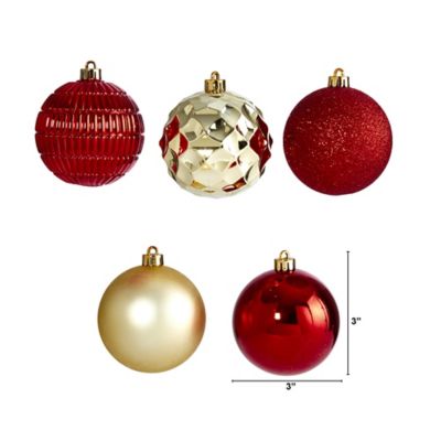 Image showing  3 in. Shatterproof Christmas Tree Ornament Box Set with Reusable Box, Gold, 40-Pack