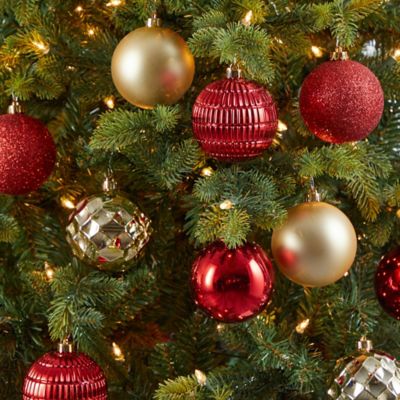 Image showing  3 in. Shatterproof Christmas Tree Ornament Box Set with Reusable Box, Gold, 40-Pack