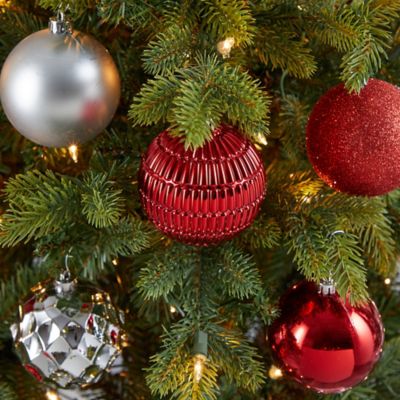 Image showing  3 in. Shatterproof Christmas Tree Ornament Box Set with Reusable Box, Red, 40-Pack