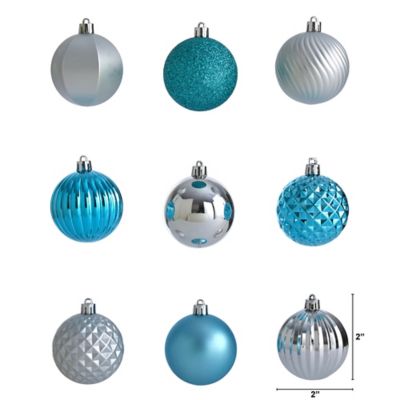 Image showing  Shatterproof Christmas Tree Ornament Set with Reusable Tube, Blue, 101 pc.