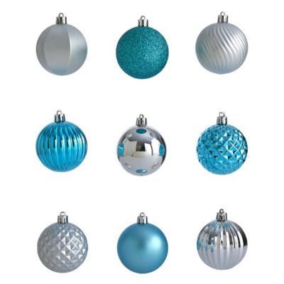 Image showing  Shatterproof Christmas Tree Ornament Set with Reusable Tube, Blue, 101 pc.