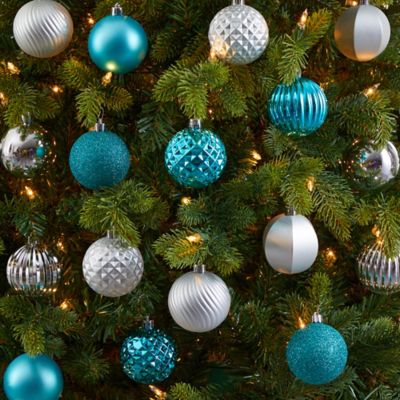 Image showing  Shatterproof Christmas Tree Ornament Set with Reusable Tube, Blue, 101 pc.