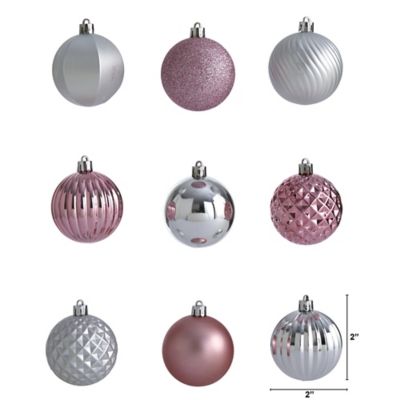Image showing  2 in. Shatterproof Christmas Tree Ornament Set with Reusable Tube, Pink, 101-Pack