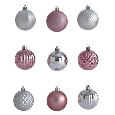 Image showing  2 in. Shatterproof Christmas Tree Ornament Set with Reusable Tube, Pink, 101-Pack