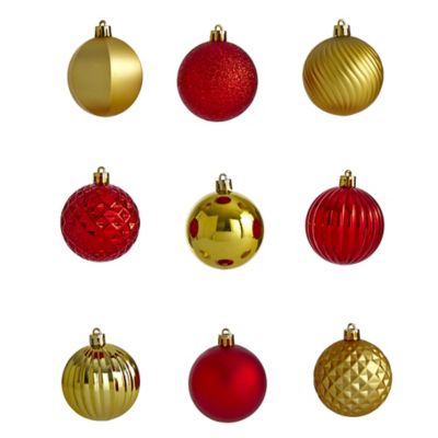 Image showing  Shatterproof Christmas Tree Ornament Set with Reusable Tube, Red, 101 pc.