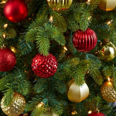 Image showing  Shatterproof Christmas Tree Ornament Set with Reusable Tube, Red, 101 pc.