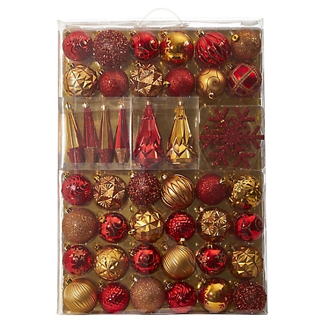 Nearly Natural 3-6 in. Shatterproof Christmas Tree Ornament Box Set with  Reusable Tray, Red, 52 pk. at Tractor Supply Co.