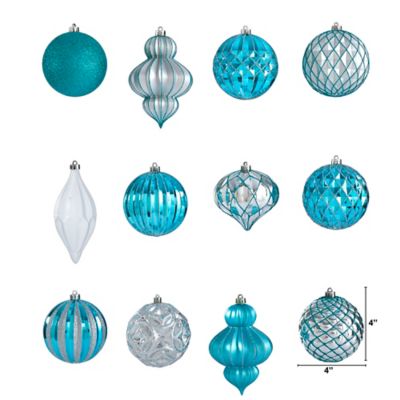 Image showing  Lux Shatterproof Christmas Tree Ornament Set with Reusable Box, Blue, 12 pc.