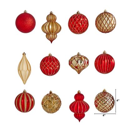 Image showing  4 in. Lux Shatterproof Christmas Tree Ornament Set with Reusable Box, Red, 12-Pack