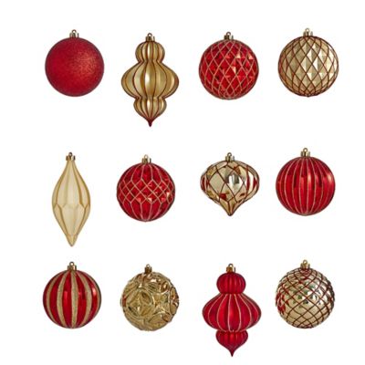 Image showing  4 in. Lux Shatterproof Christmas Tree Ornament Set with Reusable Box, Red, 12-Pack