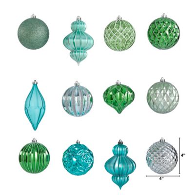 Image showing  Lux Shatterproof Christmas Tree Ornament Set with Reusable Box, Silver, 12 pc.