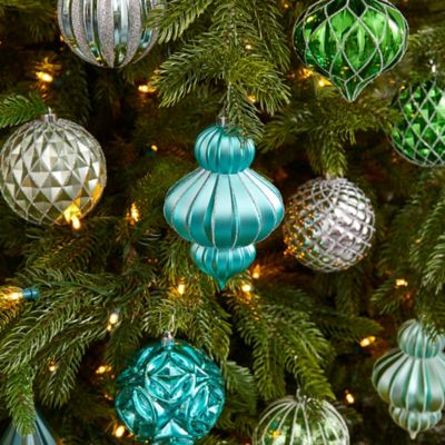 Image showing  Lux Shatterproof Christmas Tree Ornament Set with Reusable Box, Silver, 12 pc.