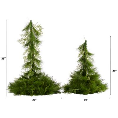 Image showing  24 in. and 36 in. Tabletop/Hanging Artificial Christmas Tree Decor, 2-Pack