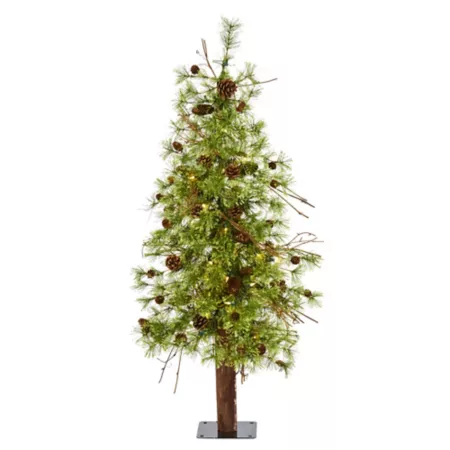 Nearly Natural 4-Foot Wyoming Alpine Artificial Christmas Tree with Clear Multi-Function LED Lights Artificial Christmas Trees