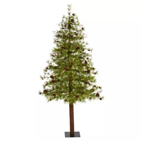 Nearly Natural 6-Foot Wyoming Alpine Artificial Christmas Tree with Clear Multi-Function LED Lights Artificial Christmas Trees