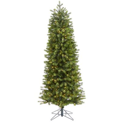 Nearly Natural 6.5 ft. Slim Colorado Mountain Spruce Artificial Christmas Tree with LED Lights