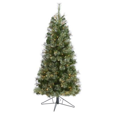 Nearly Natural 5 ft. Cashmere Slim Artificial Christmas Tree with Warm White Lights and Bendable Branches