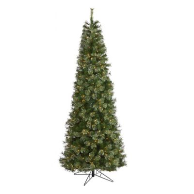 Nearly Natural 9 ft. Cashmere Slim Artificial Christmas Tree with Warm White Lights and Bendable Branches