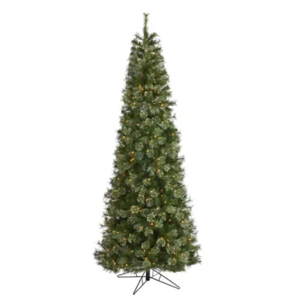 9 ft Slim Almost Natural Cashmere Artificial Christmas Tree with Warm White Lights and Bendable Branches Artificial Christmas Trees