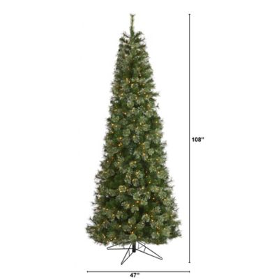 Image showing  9 ft. Cashmere Slim Artificial Christmas Tree with Warm White Lights and Bendable Branches