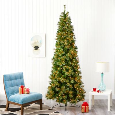 Image showing 6 th Nearly Natural 9 ft. Cashmere Slim Artificial Christmas Tree with Warm White Lights and Bendable Branches