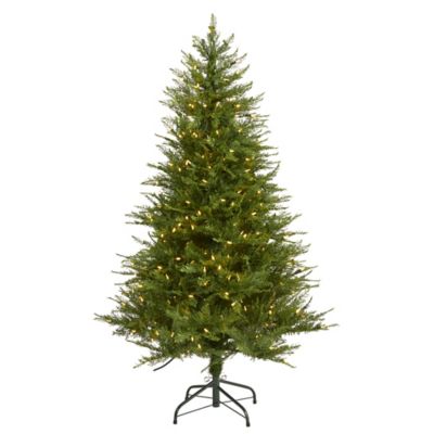 Nearly Natural 5 ft. Wisconsin Fir Artificial Christmas Tree with Warm White LED Lights and Bendable Branches