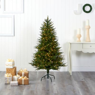 Image showing  5 ft. Wisconsin Fir Artificial Christmas Tree with Warm White LED Lights and Bendable Branches