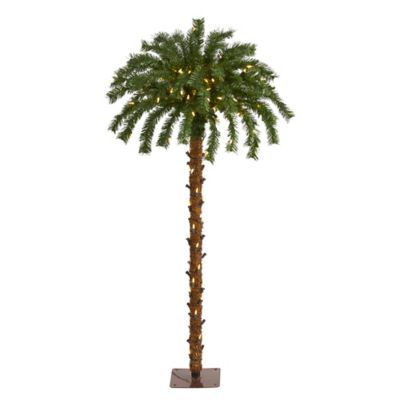 Nearly Natural 4 ft. Christmas Palm Artificial Tree with Warm White LED Lights