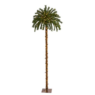 Nearly Natural 6 ft. Christmas Palm Artificial Tree with Warm White LED Lights