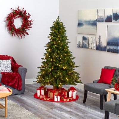 Image showing 6 th Nearly Natural 6.5 ft. Vermont Spruce Artificial Christmas Tree with LED Lights