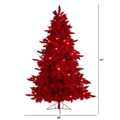 Image showing  6 ft. Red Flocked Fraser Fir Artificial Christmas Tree