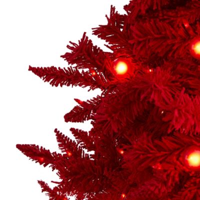 Image showing  6 ft. Red Flocked Fraser Fir Artificial Christmas Tree