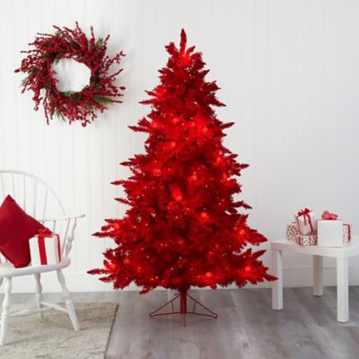 Image showing  6 ft. Red Flocked Fraser Fir Artificial Christmas Tree