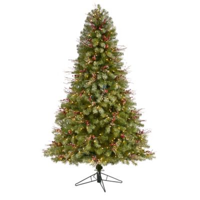Nearly Natural 6.5 ft. Lightly Frosted Big Sky Spruce Artificial Christmas Tree with LED Lights