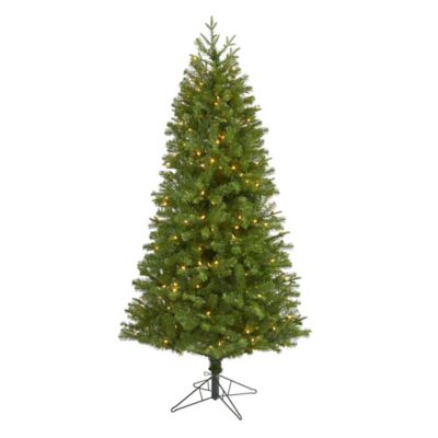 Nearly Natural 6.5 ft. Vancouver Spruce Artificial Christmas Tree with Warm White Lights and Bendable Branches