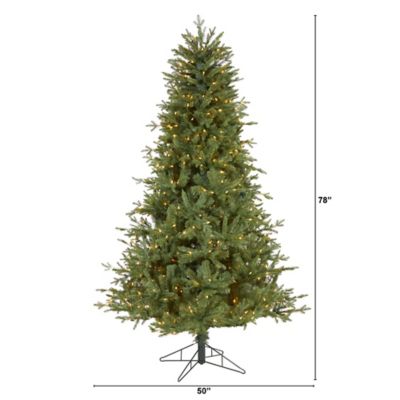 Image showing 1 th Nearly Natural 6.5 ft. New Hampshire Spruce Artificial Christmas Tree with Warm White Lights and Bendable Branches