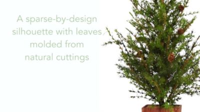 Image showing  4 ft. Alpine Natural Look Artificial Christmas Tree with Pine Cones in Wood Planter